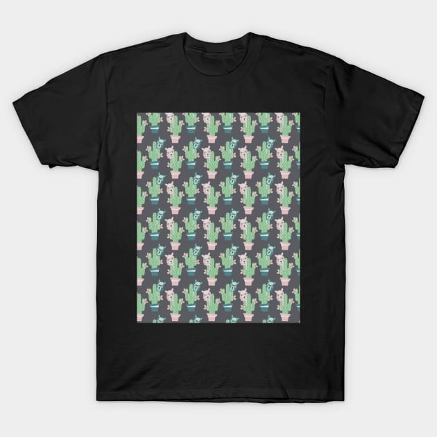 Llama Drama Cactus Pattern T-Shirt by Teewyld